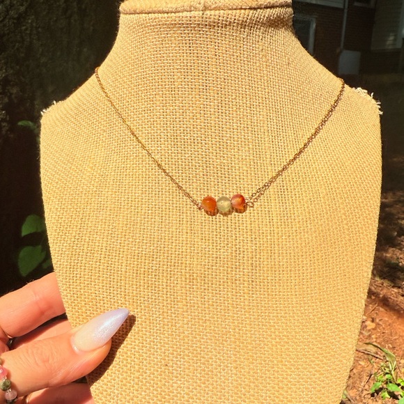 Jewelry - Dainty red agate stone necklace